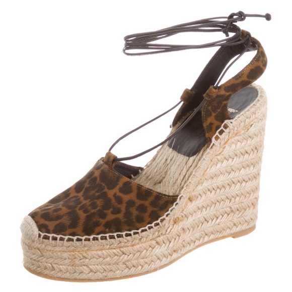 Saint Laurent | Shoes | Saint Laurent Printed Leopard Espadrille Wedges |  Poshmark